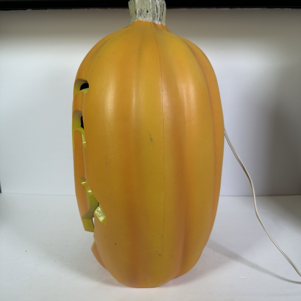 Vintage 16"Halloween Pumpkin Blow Mold Electric Light Scary Jack O Lantern Decor - Picture 4 of 8